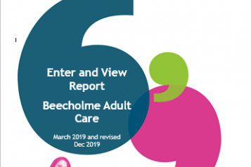 Cover of the Healthwatch Merton report on Beecholme Adult Care 2019